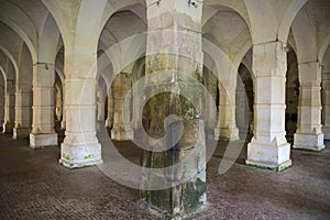 UNESCO Shat Gombuj Mosque inside. Bagerhat, Bangladesh.