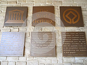 UNESCO World Heritage Plate at the Bock Casemates, Luxembourg City