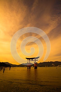 Unesco world heritage shrine gate at dusk photo