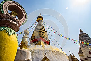 UNESCO World Heritage Site Swayambhunath Monkey Temple of Buddhists and Hindus in Kathmandu Nepal