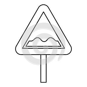 Uneven road sign icon, outline style