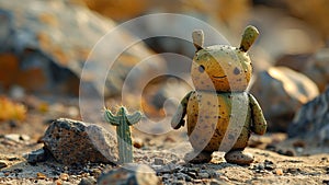 Unexpected Companions: Toy Robot Meets Cactus