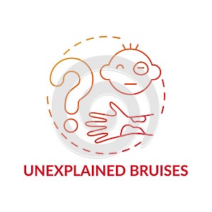 Unexplained bruises red gradient concept icon