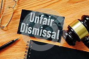 Unfair dismissal is shown using the text