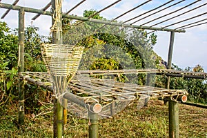 Unfinish bamboo hut in the farm