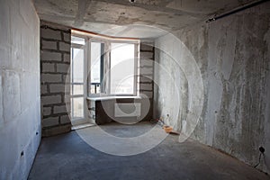Unfinished apartment interior without furniture