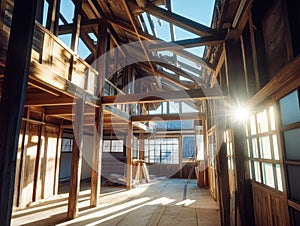 Unfinished building with sunlight
