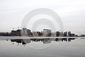 Unfinished building at the waterfront, north china