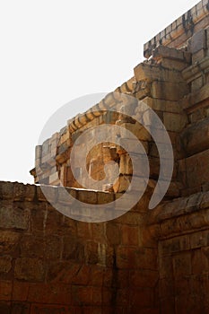 The unfinished facade wall of the ancient Brihadisvara Temple in Gangaikonda Cholapuram, india.