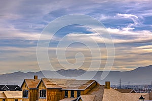 Unfinished homes in Daybreak Utah against mountain