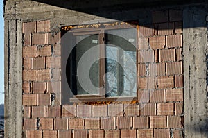 Unfinished house - detail at window