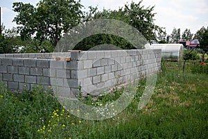 Unfinished house wall at russian dacha