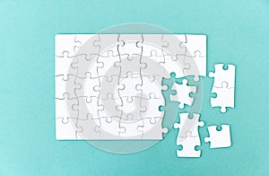 Unfinished jigsaw puzzle photo