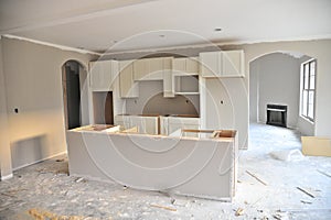 Unfinished kitchen in new home photo