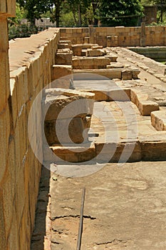 Unfinished outer wall ruins in the Brihadisvara Temple in Gangaikonda Cholapuram, india.