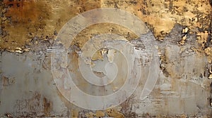 Distressed Metal Painting With Gold Accents photo