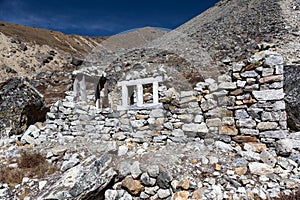 Unfinished Stone Building in high altitude Village in Nepal