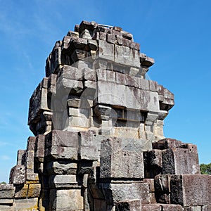 The unfinished stone tower of the ancient Khmer temple of Ta Keo