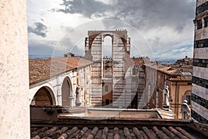 Unfinished transept of the planned enlarged cathedral in Siena, seen from the roof of the cathedral