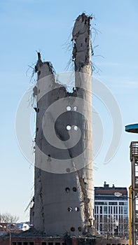 The unfinished TV Tower in Yekaterinburg in Russia was detonated