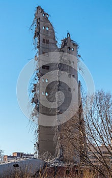 The unfinished TV Tower in Yekaterinburg in Russia was detonated