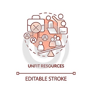 Unfit resources red concept icon