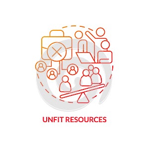 Unfit resources red gradient concept icon