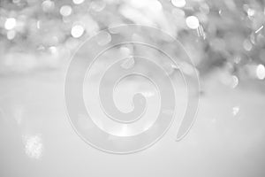 Unfocused abstract silver glitter holiday background.