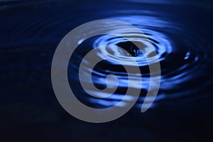 Unfocused picture dark blue water drop waves background.