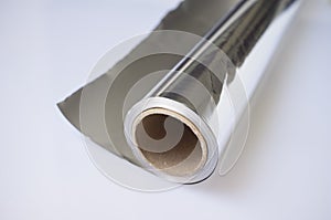 Unfolded aluminum foil on roll