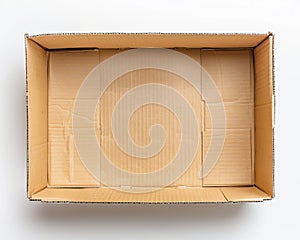 Unfolded cardboard packaging box template, 3D render.