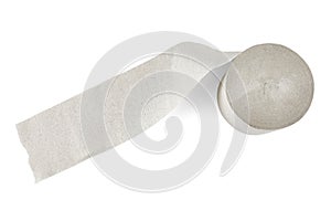 Unfolded roll of toilet paper isolated on white background