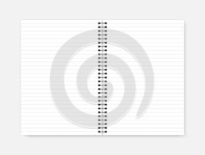 Unfolded wire bound white lined A4 notepad, vector mock-up