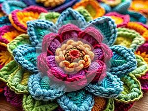Unforeseen 3D Crochet Flower Structure A Case Study in Pattern Errors and Material Impact on Unexpected Textural photo
