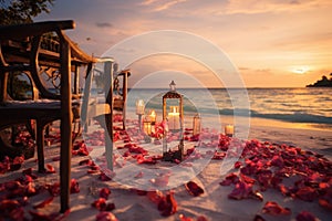 Unforgettable beachside romance candles, flowers, and a breathtaking sunset dinner