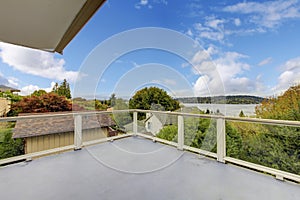 Unfurnished and empty balcony with perfect water view photo