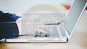 Ungeschriebene Regeln, German text for Unwritten Rules text over photo