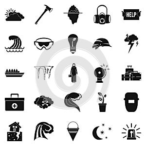 Unhappiness icons set, simple style