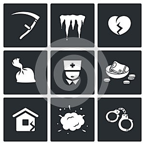 Unhappiness icons. Vector Illustration.