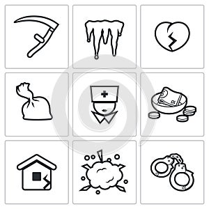 Unhappiness icons. Vector Illustration.