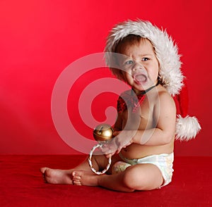 Unhappy christmas baby