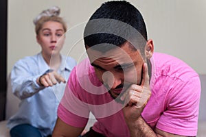 Unhappy couple having relations problems