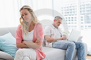 Unhappy couple are stern and having troubles