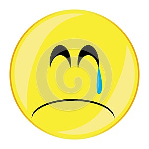 Unhappy Crying Smile Face Button Isolated