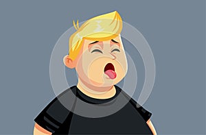Unhappy Disgusted Mature Man Feeling Sick Vector Illustration