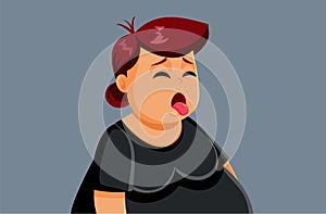 Unhappy Disgusted Mature Woman Feeling Sick Vector Illustration