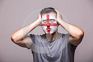 Unhappy and Failure of goal or lose game emotions of Englishman football fan