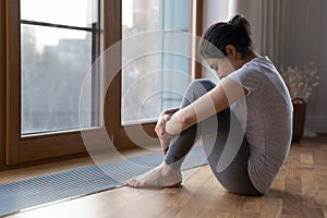 Unhappy Indian woman feel distressed at home