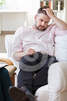 Unhappy male with mental problem