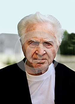 Unhappy old man photo